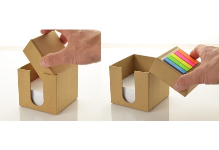 Kostka - eko pojemnik na długopisy z karteczkami i długopisem