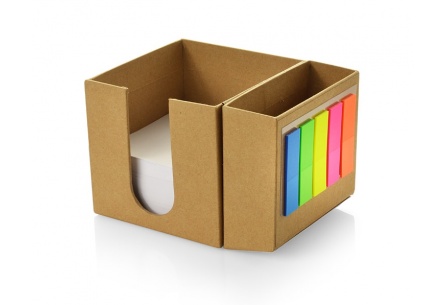 Kostka - eko pojemnik na długopisy z karteczkami i długopisem